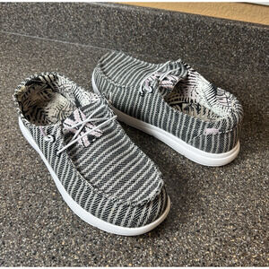 REEF Cushion Coast Men's Size 11 Tie Up Comfort Casual Fabric Shoes Black Stripe